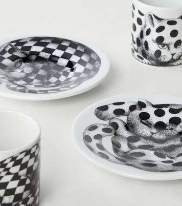 High Fidelity set of 2 porcelain cups and saucers | Fornasetti