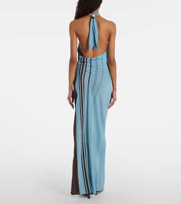Abito lungo Rioja in crêpe di seta a righe | SIR