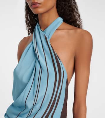 Abito lungo Rioja in crêpe di seta a righe | SIR