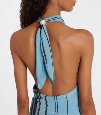 Abito lungo Rioja in crêpe di seta a righe | SIR