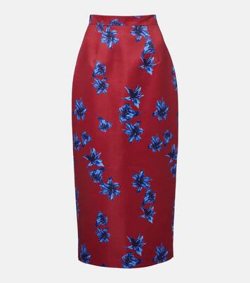Lorelei floral duchess satin pencil skirt | Emilia Wickstead