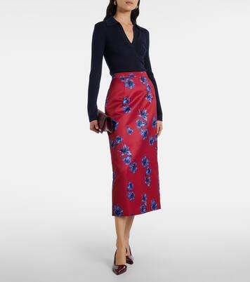 Lorelei floral duchess satin pencil skirt | Emilia Wickstead