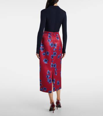 Lorelei floral duchess satin pencil skirt | Emilia Wickstead