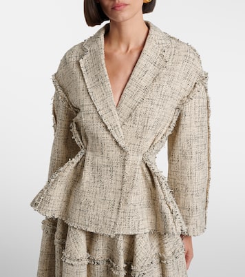 Cotton-blend tweed peplum jacket | Erdem