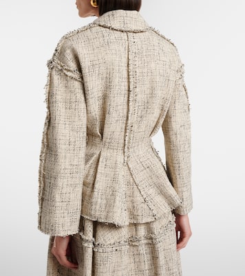 Cotton-blend tweed peplum jacket | Erdem