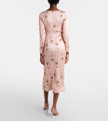 Abito midi Renne in raso con stampa floreale | Emilia Wickstead