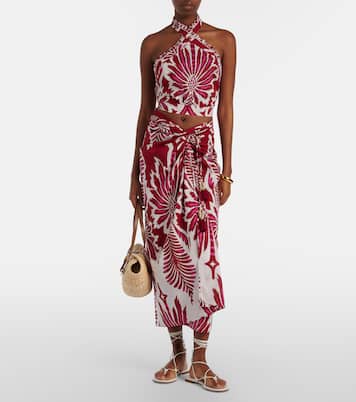 Suma floral halterneck cotton top | Poupette St Barth