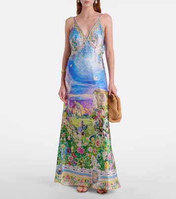 Printed silk slip dress | Camilla