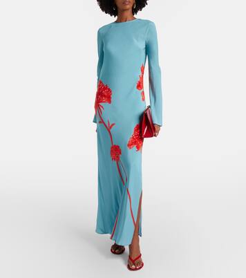 Amelie floral silk crêpe de chine maxi dress | SIR