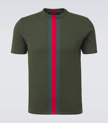 Web Stripe knitted cotton T-shirt | Gucci