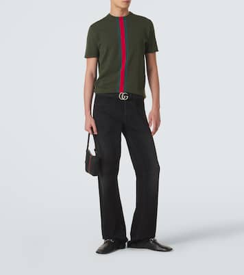 Web Stripe knitted cotton T-shirt | Gucci