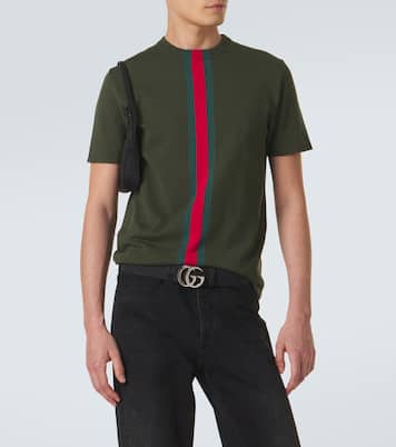 Web Stripe knitted cotton T-shirt | Gucci
