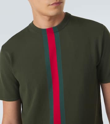 Web Stripe knitted cotton T-shirt | Gucci