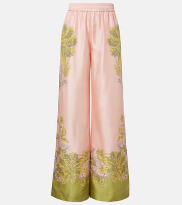 Pantalones palazzo de sarga de seda florales | La DoubleJ