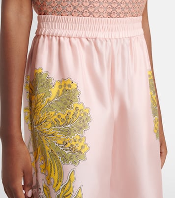Pantalones palazzo de sarga de seda florales | La DoubleJ