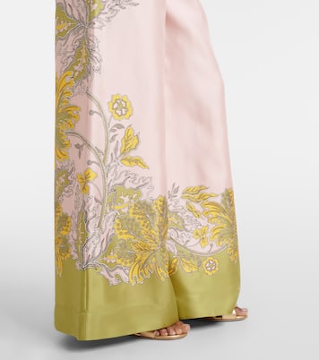 Pantalones palazzo de sarga de seda florales | La DoubleJ