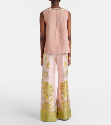 Pantalones palazzo de sarga de seda florales | La DoubleJ