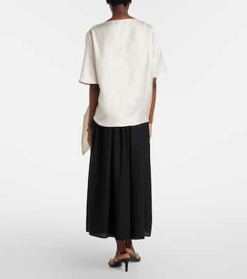 Naya gathered cotton and silk maxi skirt | Loulou de Saison