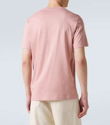 Printed cotton jersey T-shirt in pink - Moncler | Mytheresa