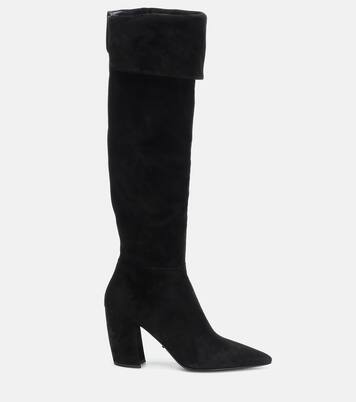 Suede over-the-knee boots | Prada