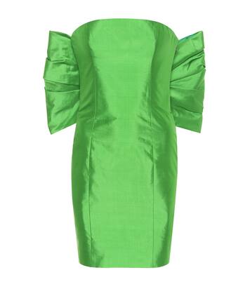 Robe à encolure bardot en satin de soie | Rasario