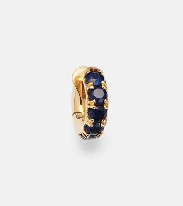 Mini Macro Hoop 18kt yellow gold single earring with sapphires | Spinelli Kilcollin