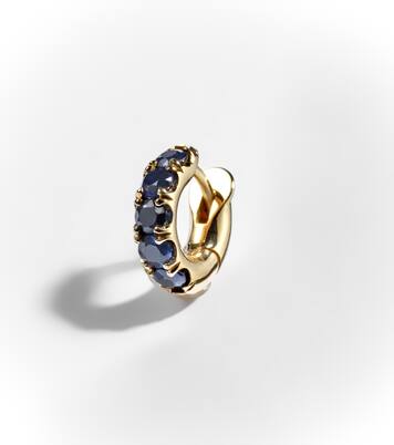 Mini Macro Hoop 18kt yellow gold single earring with sapphires | Spinelli Kilcollin