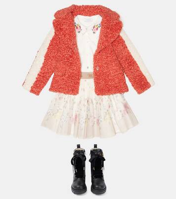 Floral embroidered twill shirt | Monnalisa