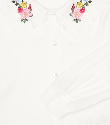 Floral embroidered twill shirt | Monnalisa