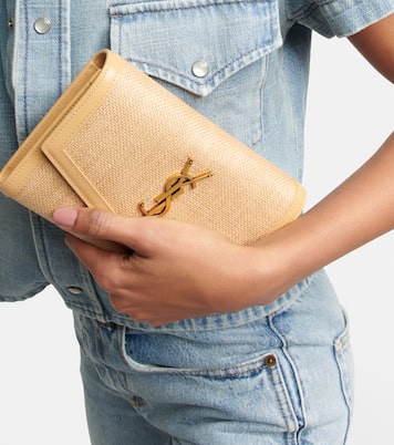 Uptown raffia wallet on chain | Saint Laurent