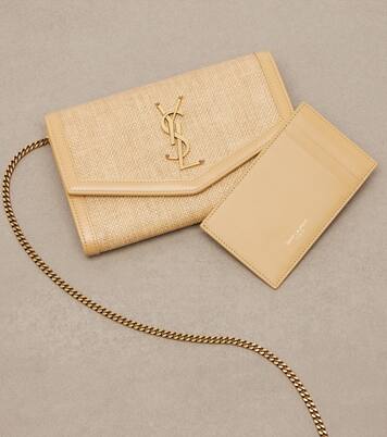 Uptown raffia wallet on chain | Saint Laurent