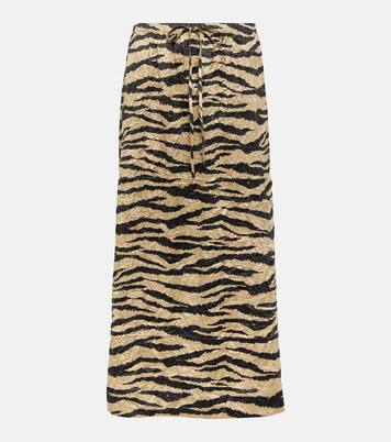Bedruckter Midirock aus Satin | Ganni