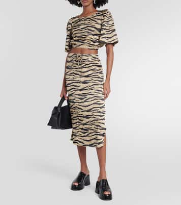 Bedruckter Midirock aus Satin | Ganni