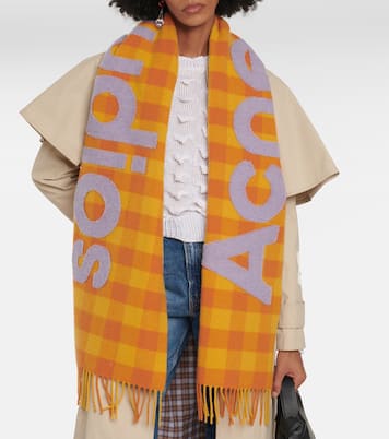 Sciarpa in misto lana a quadri con logo | Acne Studios