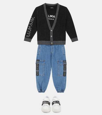 Logo intarsia cardigan | Balmain Kids