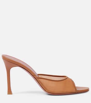 Alexa 95 leather-trimmed mesh mules | Amina Muaddi