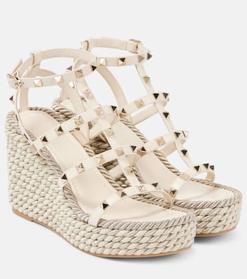 Wedge-Sandalen Rockstud Torchon 95 mit Leder | Valentino Garavani