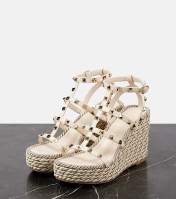 Wedge-Sandalen Rockstud Torchon 95 mit Leder | Valentino Garavani