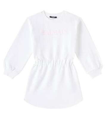 Logo cotton jersey sweatshirt dress | Balmain Kids