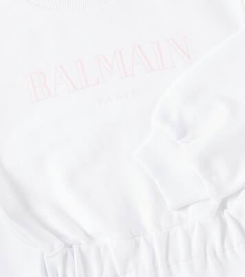 Logo cotton jersey sweatshirt dress | Balmain Kids