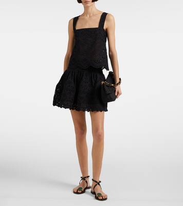 Minifalda Galia de algodón con bordado inglés | Poupette St Barth