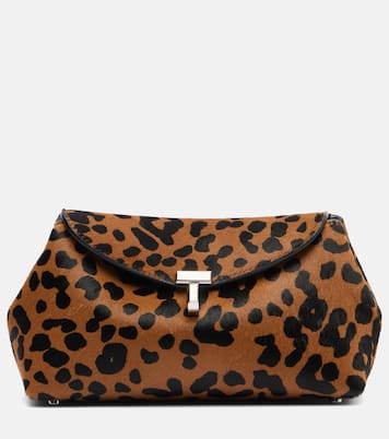 Pochette T-Lock Mini en cuir façon poulain à motif léopard | Toteme