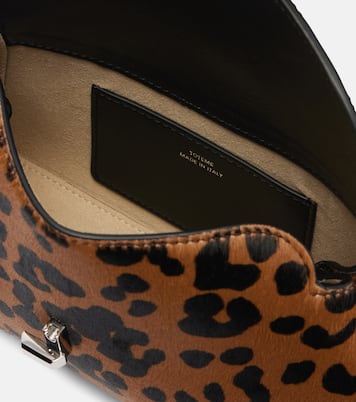 Pochette T-Lock Mini en cuir façon poulain à motif léopard | Toteme