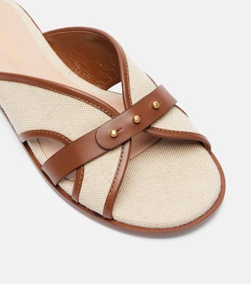 Leather-trimmed canvas slides | Gianvito Rossi