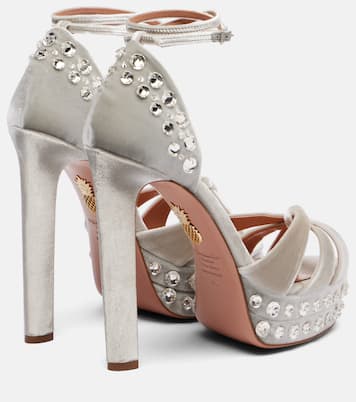 Sandales Cosmic Love 130 à plateau en velours | Aquazzura