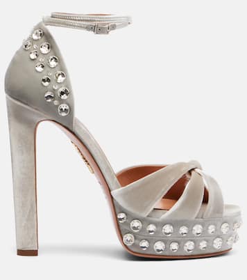 Sandales Cosmic Love 130 à plateau en velours | Aquazzura