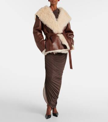 Shearling-trimmed leather jacket | Magda Butrym