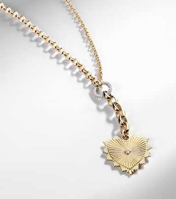 Halskette Radiating Heart aus 18kt Gelbgold mit Diamanten | FoundRae