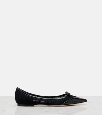 Love leather-trimmed mesh ballet flats | Jimmy Choo