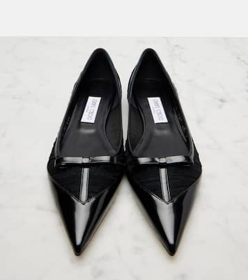 Love leather-trimmed mesh ballet flats | Jimmy Choo